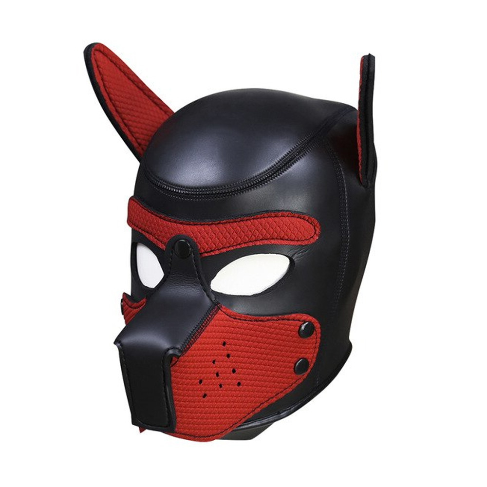 Máscara Puppy Play Preta e Vermelha